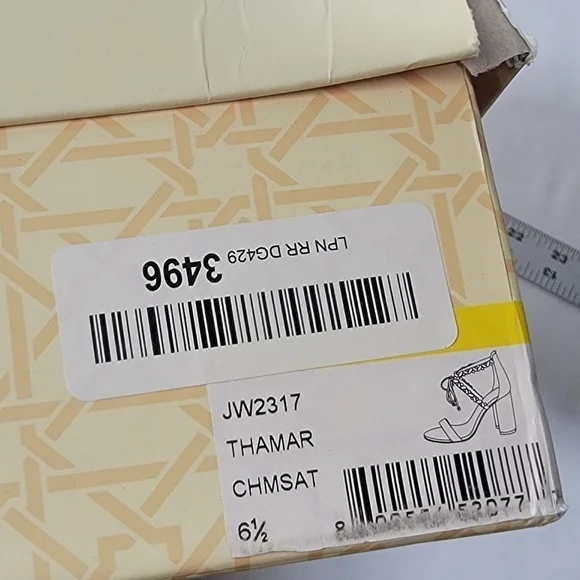 Jewel Badgley Mischka Thamar Crystal Strappy Block Heel Sandal Women's Size 6.5 - Picture 6 of 10